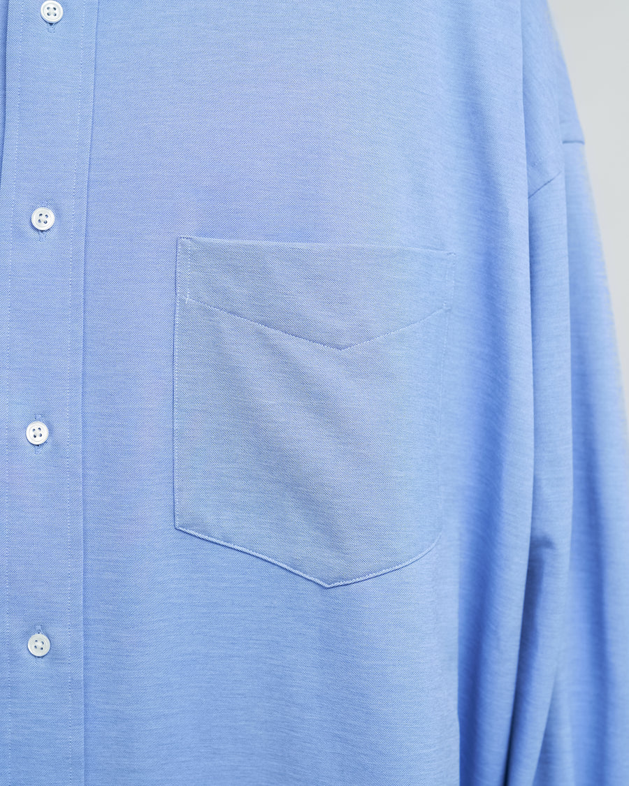 Oxford Pique Jersey L/S Oversized Band Collar Shirt