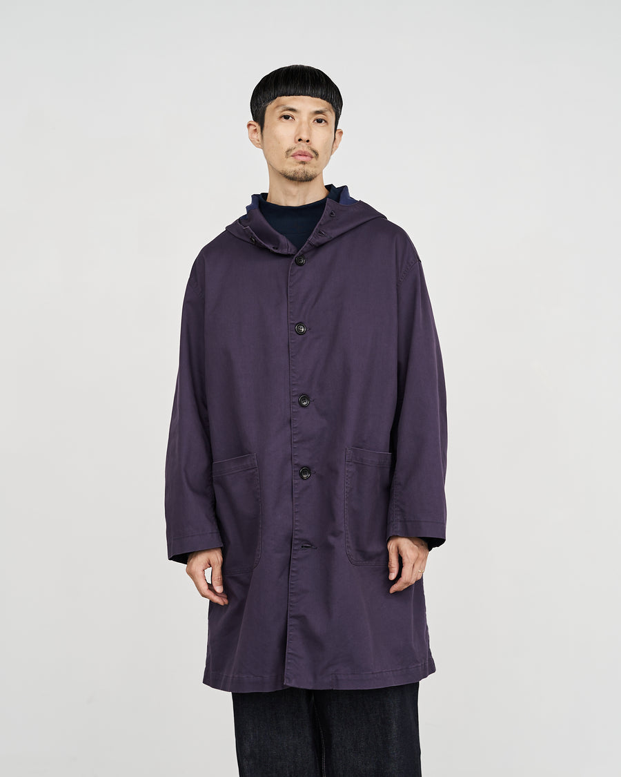 -SALE- Pigment Drill Oversized Hooded Coat